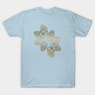 Golden effect split flower mandala T-Shirt